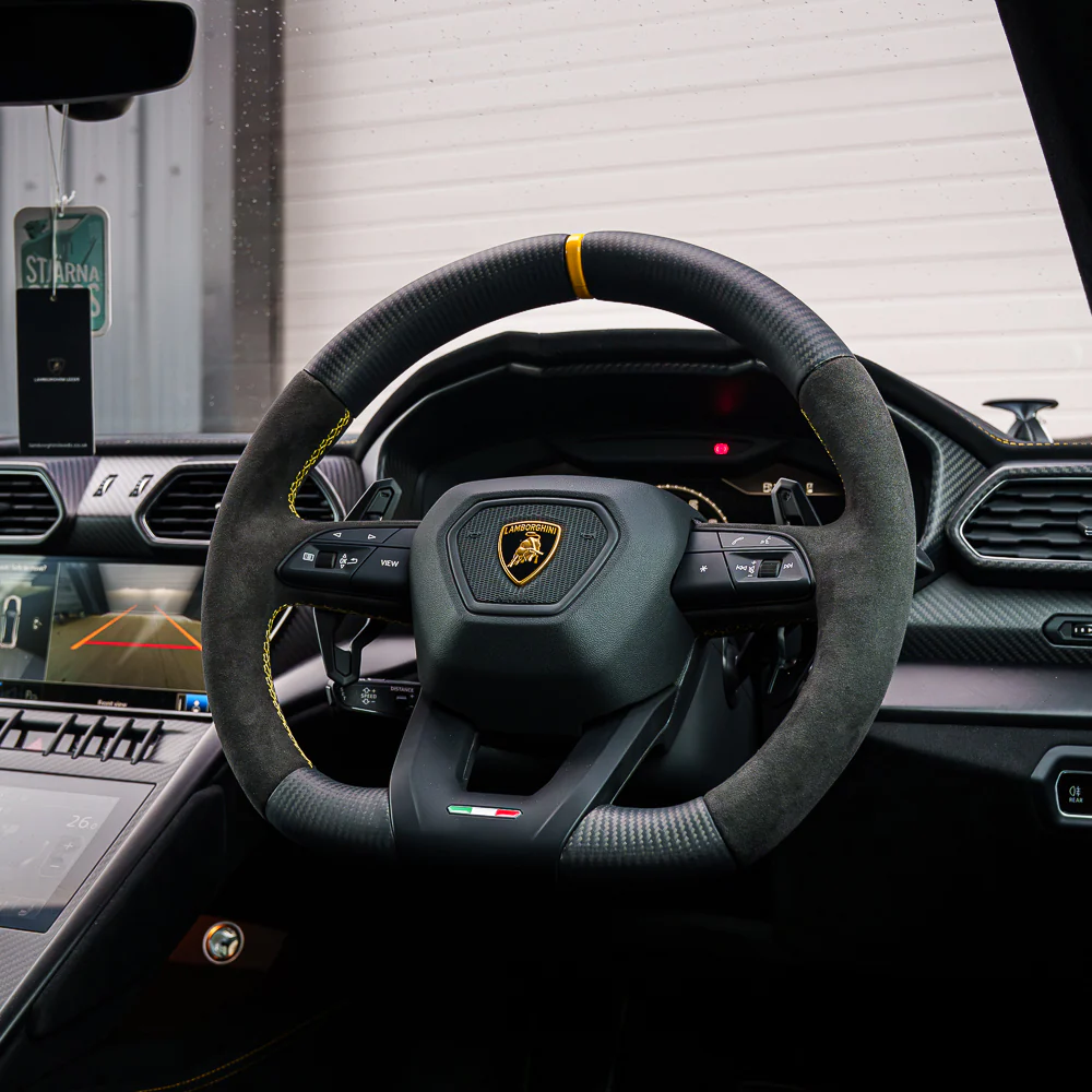 LAMBORGHINI URUS CARBON FIBRE / ALCANTARA FLAT BOTTOM CUSTOM STEERING WHEEL - Image 6