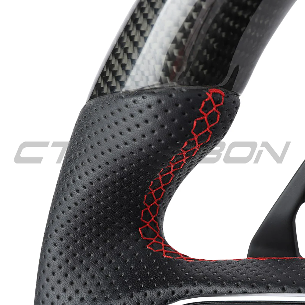 LAMBORGHINI URUS CARBON FIBRE / LEATHER FLAT BOTTOM CUSTOM STEERING WHEEL - Image 3