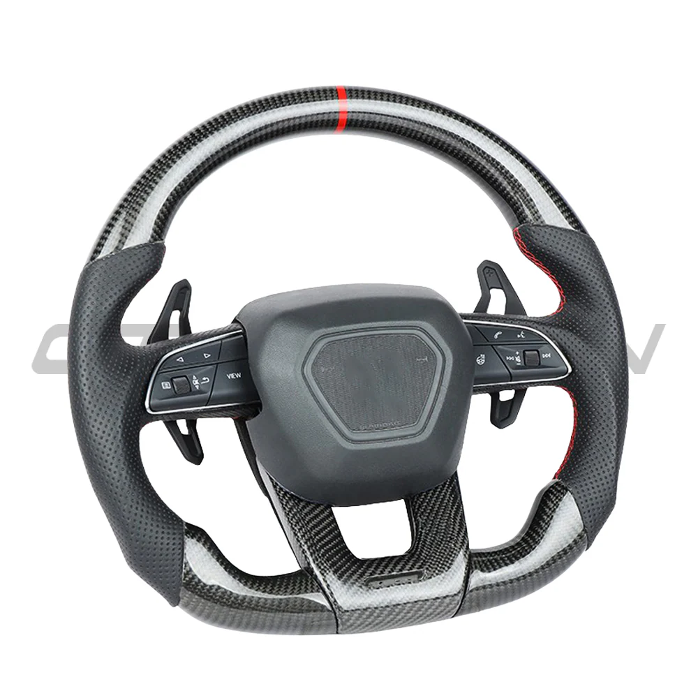 LAMBORGHINI URUS CARBON FIBRE / LEATHER FLAT BOTTOM CUSTOM STEERING WHEEL - Image 5