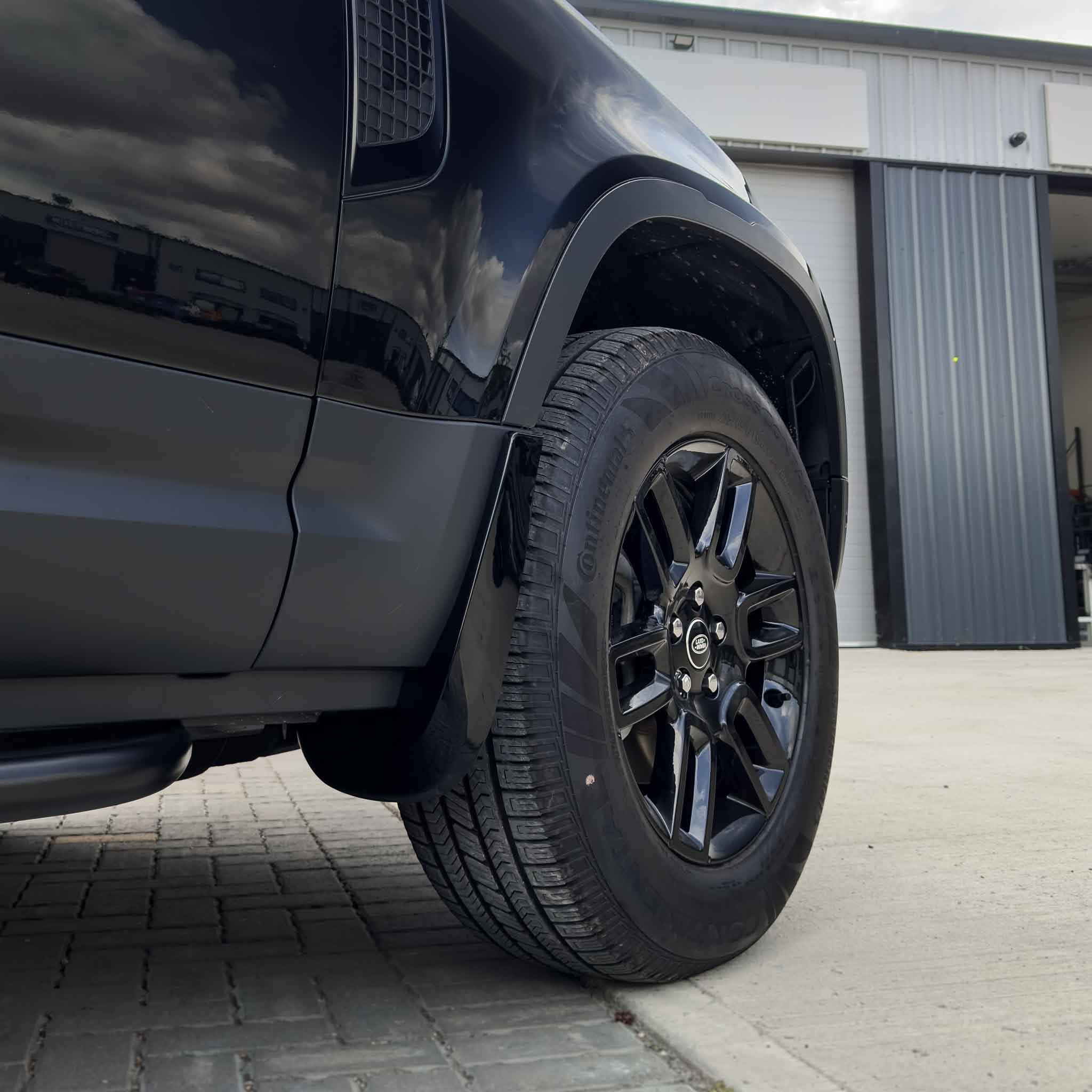 LAND ROVER DEFENDER L663 110 & 90 GLOSS BLACK MUD FLAPS - Image 3
