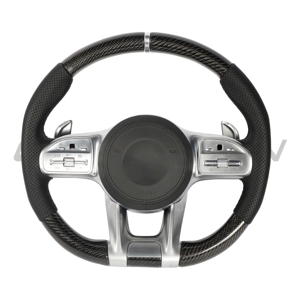 MERCEDES BENZ AMG CARBON FIBRE / LEATHER FLAT BOTTOM CUSTOM STEERING WHEEL - Image 4