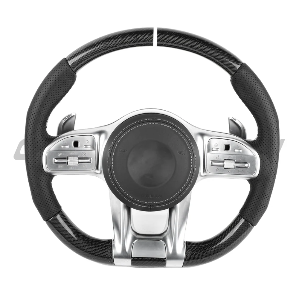 MERCEDES BENZ AMG CARBON FIBRE / LEATHER FLAT BOTTOM CUSTOM STEERING WHEEL - Image 7
