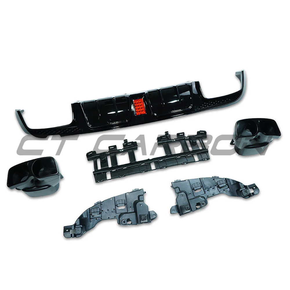 MERCEDES W205 C-CLASS SALOON 2015-2021 GLOSS BLACK DIFFUSER & TIPS - V1 - Image 3