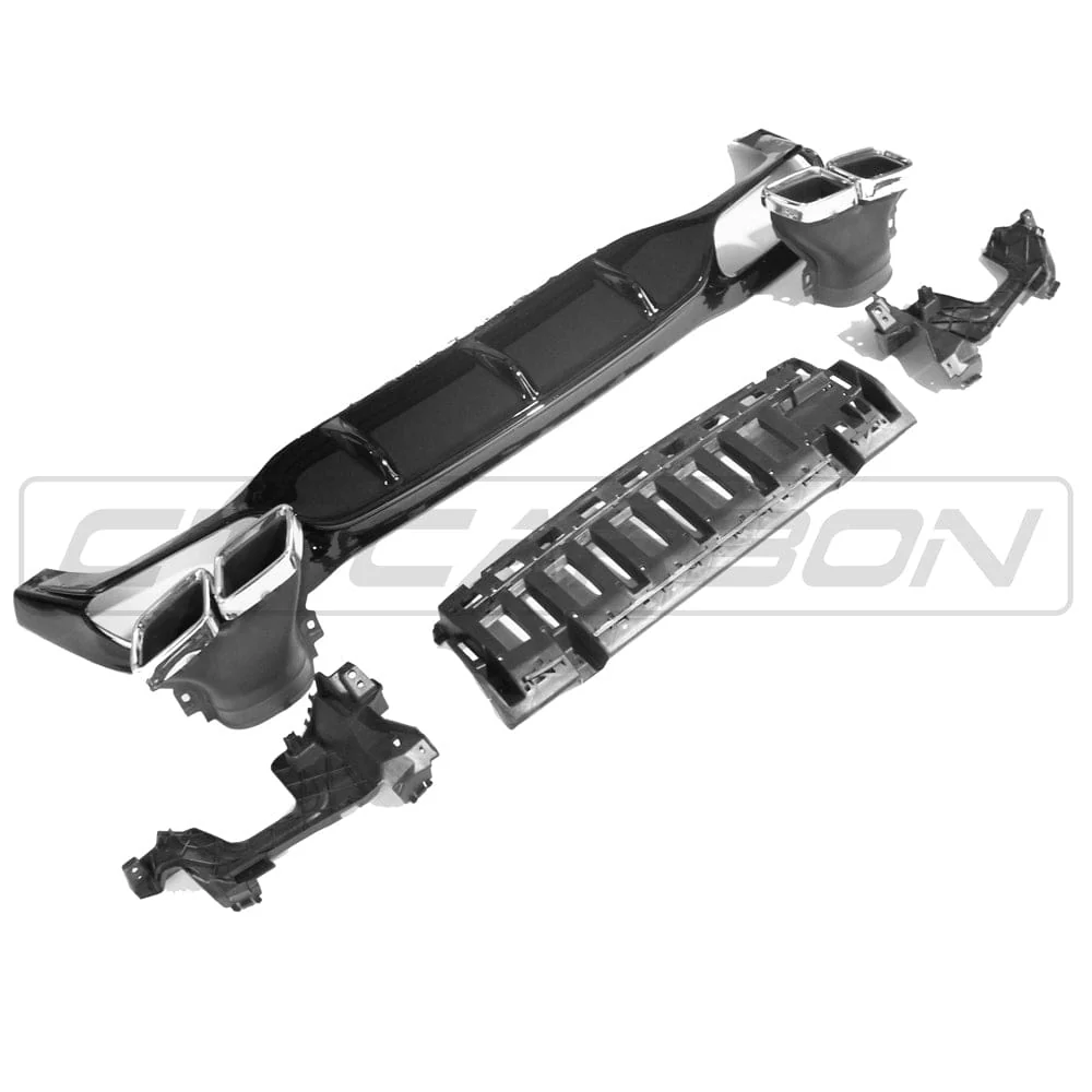 MERCEDES W213 2017-2020 E-CLASS GLOSS BLACK DIFFUSER & TIPS - Image 2